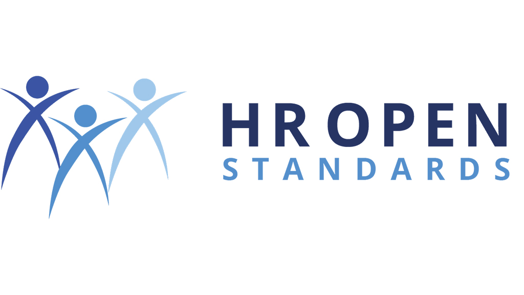 Logo with three abstract stick figures and the words HR Open Standards