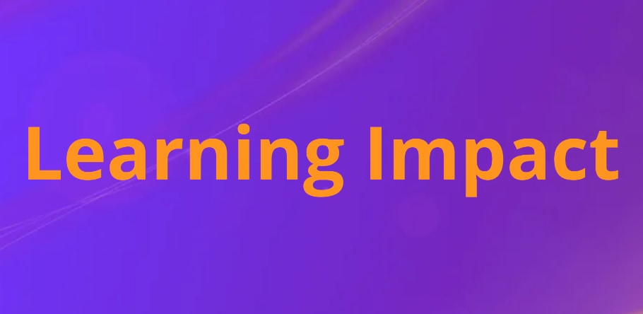 Learning Impact words on purple background graphic