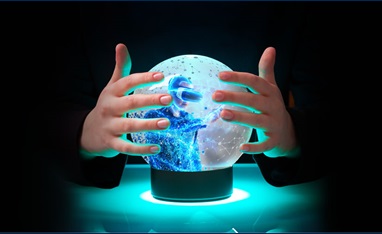 Hands around crystal ball