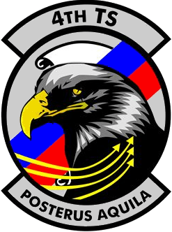 The Air Force's 4th Training Squadron graphic with an eagle, 4 arrows, and the words 4th TS, Posterus Aquila