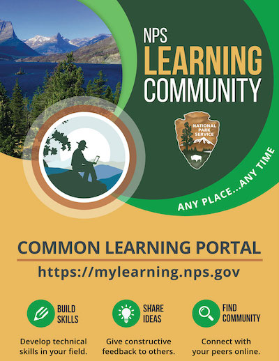 A poster showcasing the US National Park Service (NPS) Common Learning Portal event