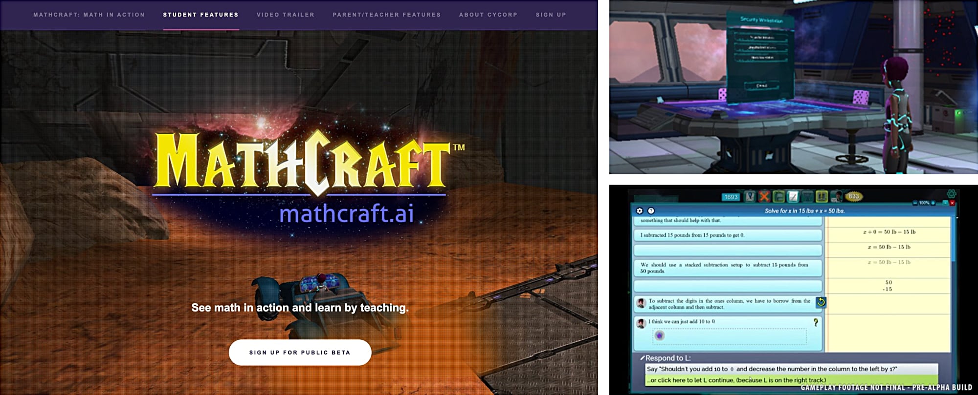 MathCraft website and game artwork
