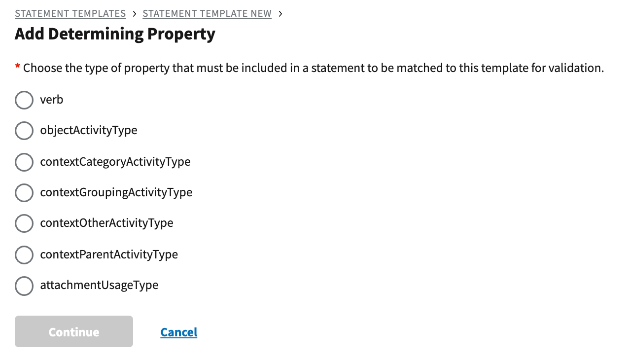 Screenshot of adding determining properties