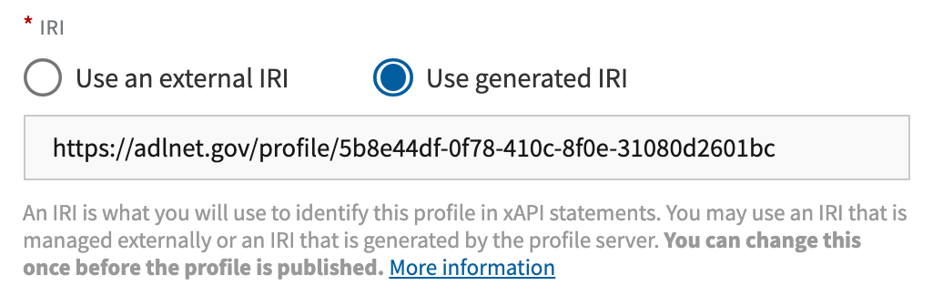 Screenshot of using a generated IRI